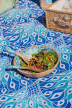 Peacock Paradise 2pc Mango  Salad Servers 24cm - Wood & Enamel - view 2