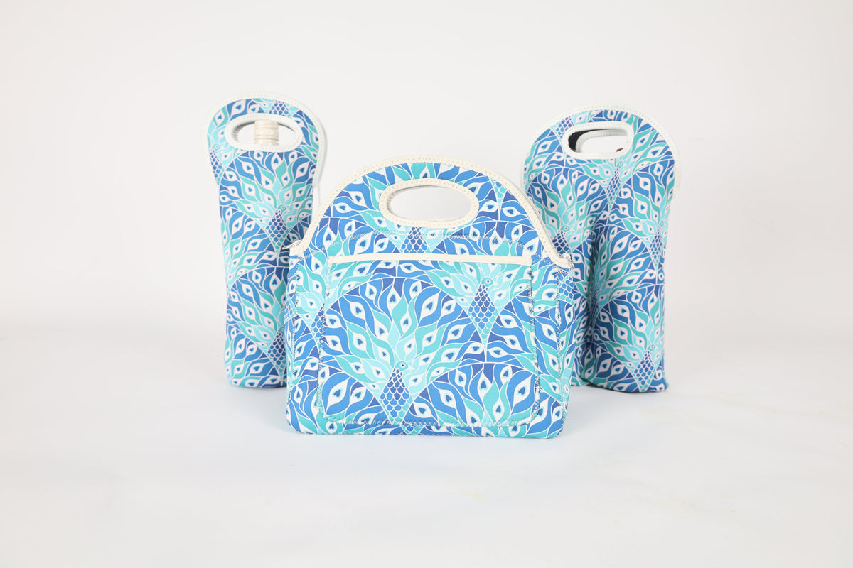 Peacock Paradise Neoprene Double Bottle Holder Bag - view 2