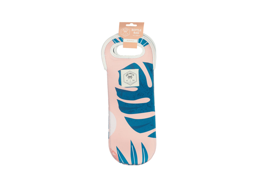 Blush Palm Neoprene Single Bottle Holder Bag