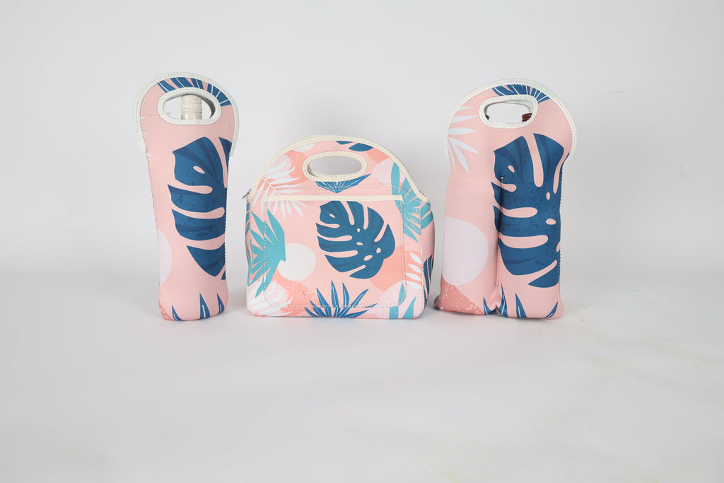 Blush Palm Neoprene Single Bottle Holder Bag - view 3