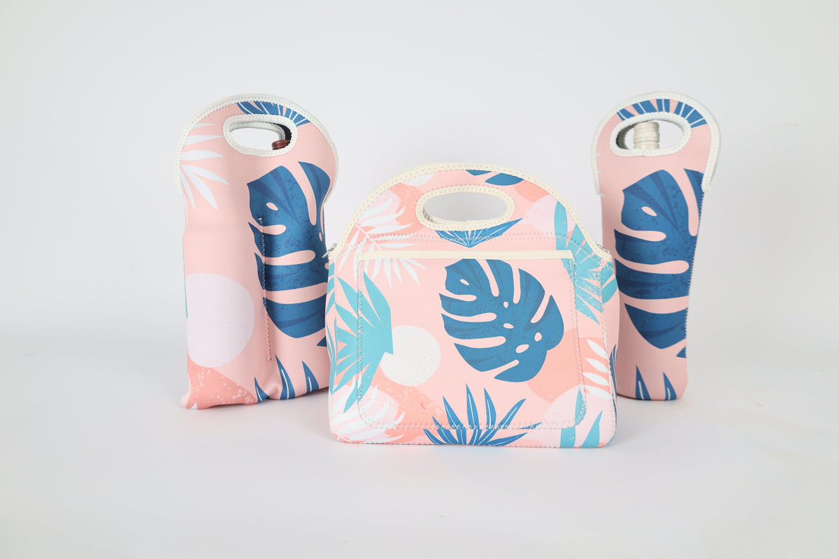Blush Palm Neoprene Double Bottle Holder Bag - view 3