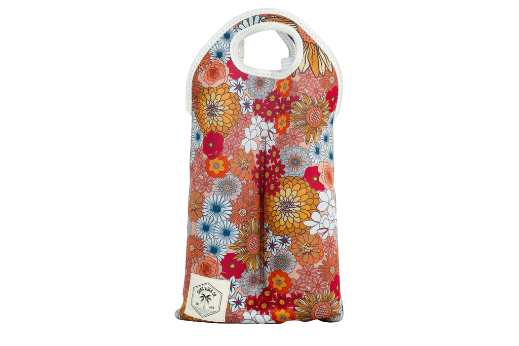 Retro Summer Neoprene Double Bottle Holder Bag