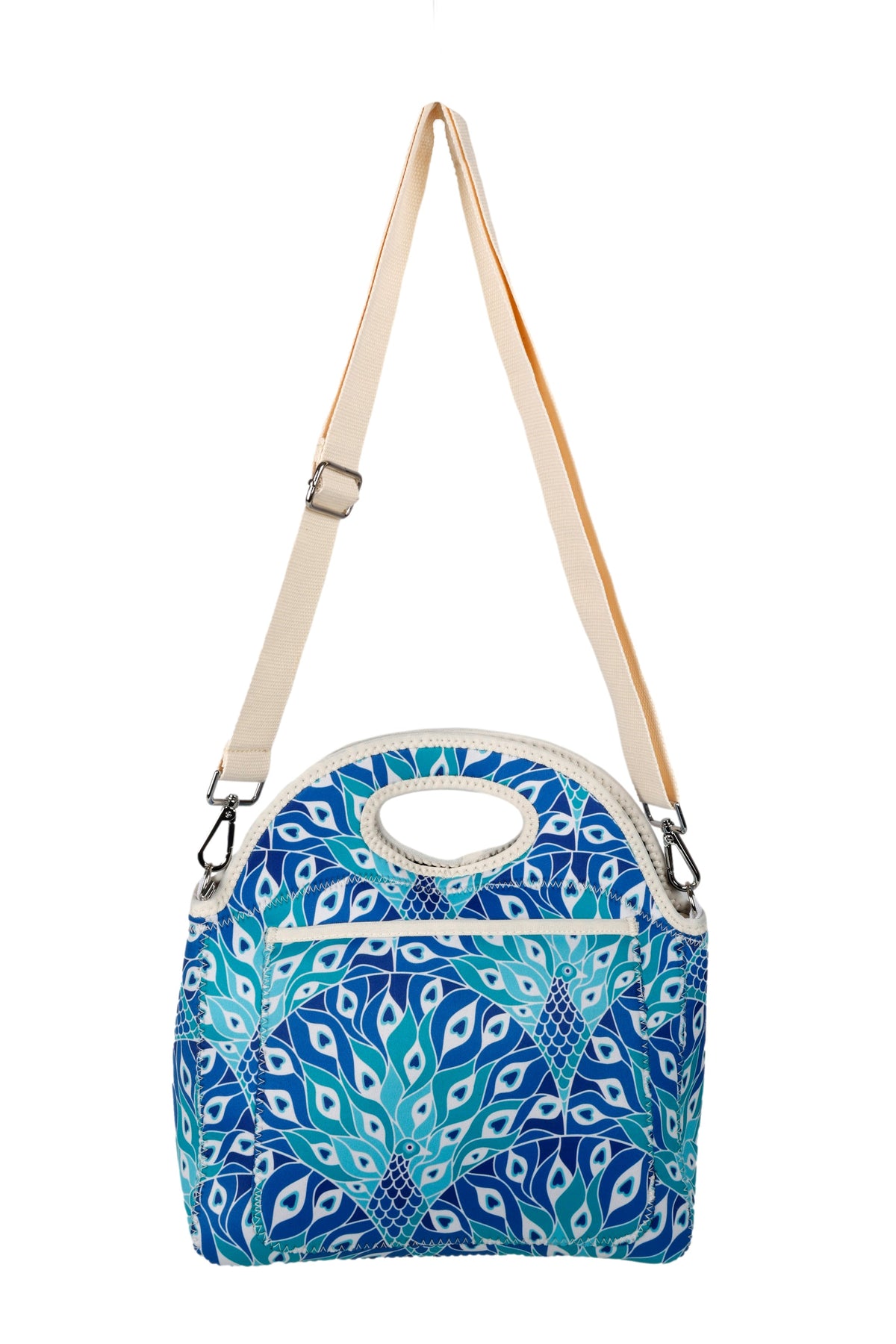 Peacock Paradise Neoprene Lunch Bag with Shoulder Strap