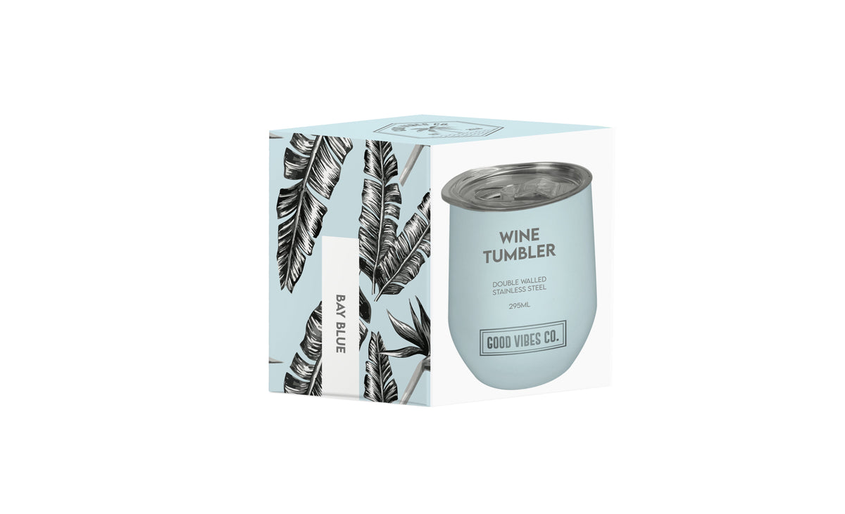 Bay Blue 295ml Insulated Double Wall Stainless Steel Travel Cup with Lid, Durable Matt Finish