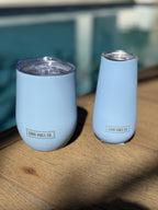 Bay Blue 295ml Insulated Double Wall Stainless Steel Travel Cup with Lid, Durable Matt Finish - view 2