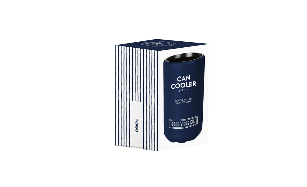 Indigo Insulated Double Wall Stainless Steel Skinny Bottle Can Cooler - Suits Slim Bottles and Selzter Style Cans - view 2