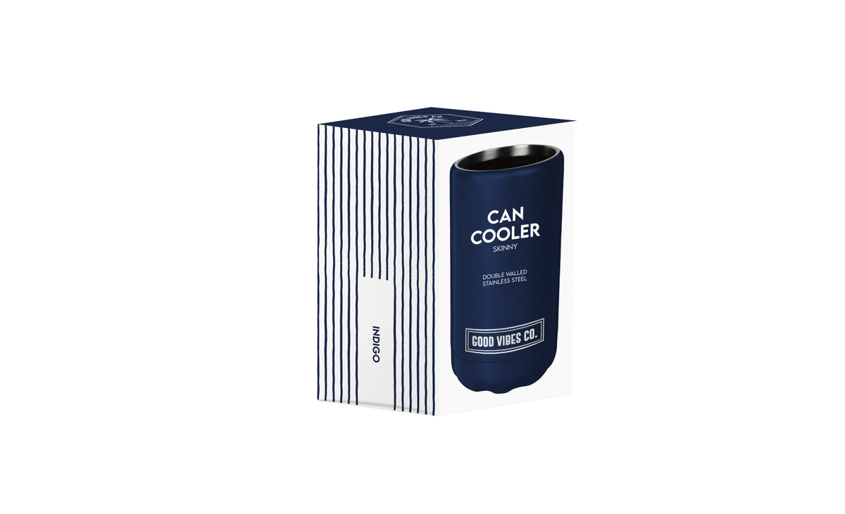 Indigo Insulated Double Wall Stainless Steel Skinny Bottle Can Cooler - Suits Slim Bottles and Selzter Style Cans - view 2
