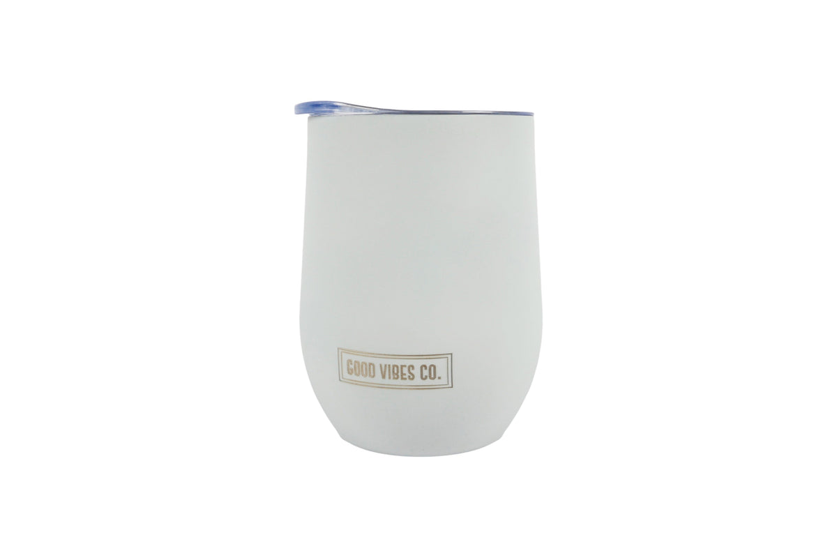 Dove White 295ml Insulated Double Wall Stainless Steel Travel Cup with Lid, Durable Matt Finish