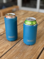 Peacock Blue Insulated Double Wall Stainless Steel Skinny Bottle Can Cooler - Suits Slim Bottles and Seltzer Style Cans - vie