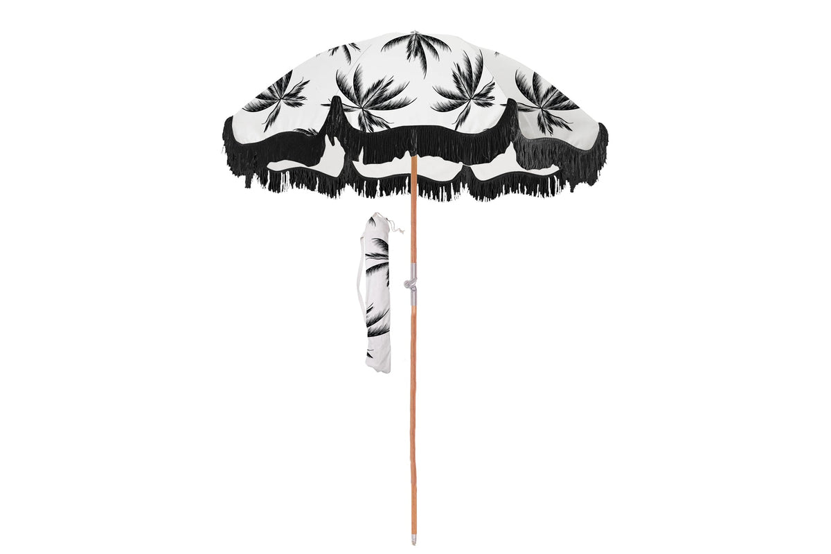 Havana 1.75m Premium 100% Canvas Beach Umbrella, UV50+, Wood Pole, Cotton Tassels, Tilting Mechanism, Sand Screw