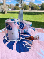 Blush Palm Insulated Barrel Cooler Bag with Shoulder Strap - view 3