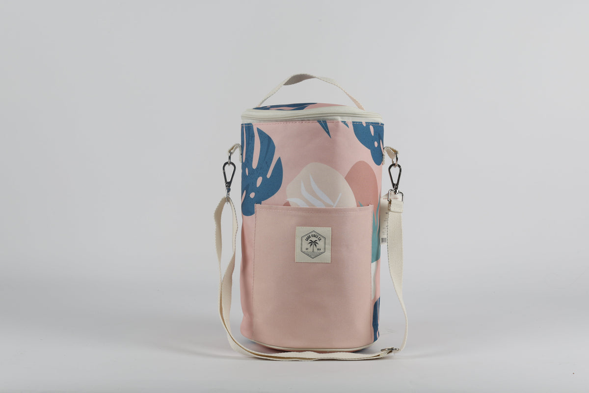 Blush Palm Insulated Barrel Cooler Bag with Shoulder Strap - view 5