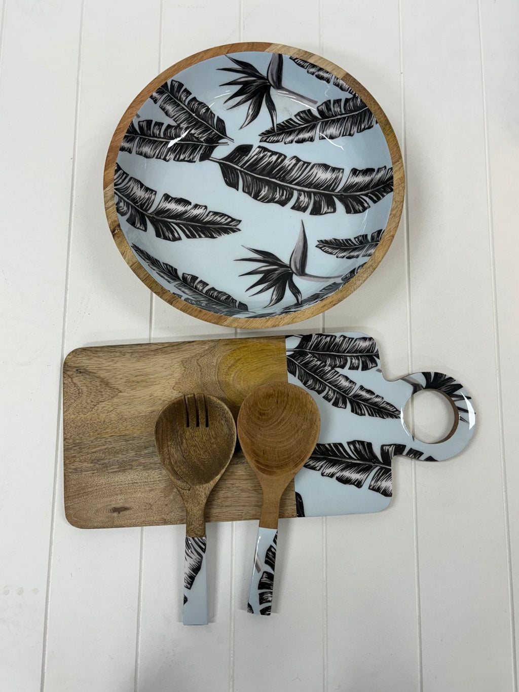 Sorrento 2pc Mango  Salad Servers 24cm - Wood & Enamel - view 3
