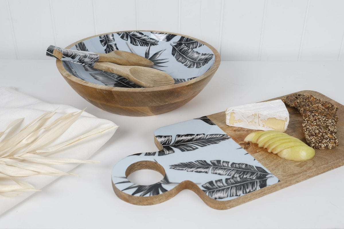 Sorrento 2pc Mango  Salad Servers 24cm - Wood & Enamel - view 4