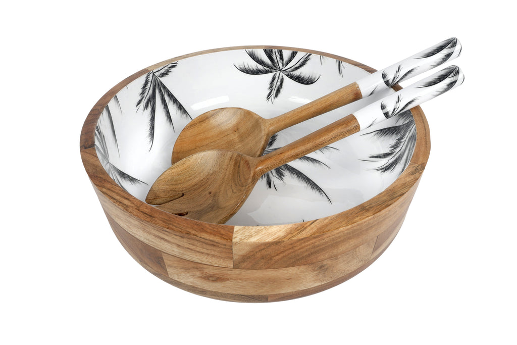Havana 2pc Mango Salad Servers 24cm - Wood & Enamel - view 2