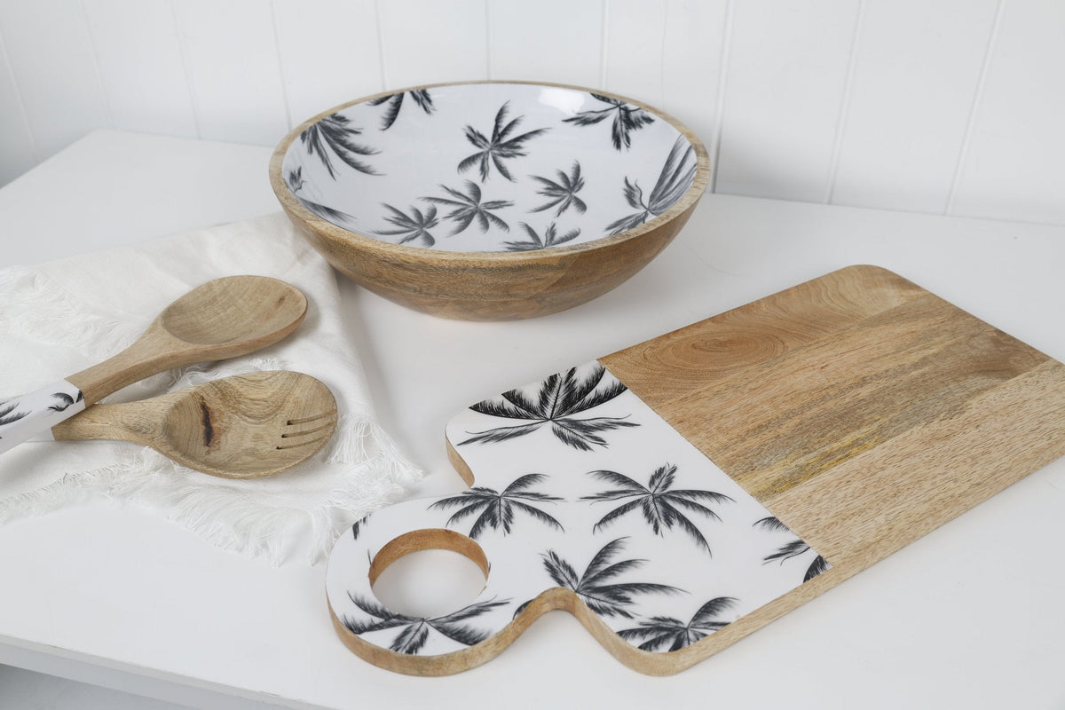 Havana 2pc Mango Salad Servers 24cm - Wood & Enamel - view 5