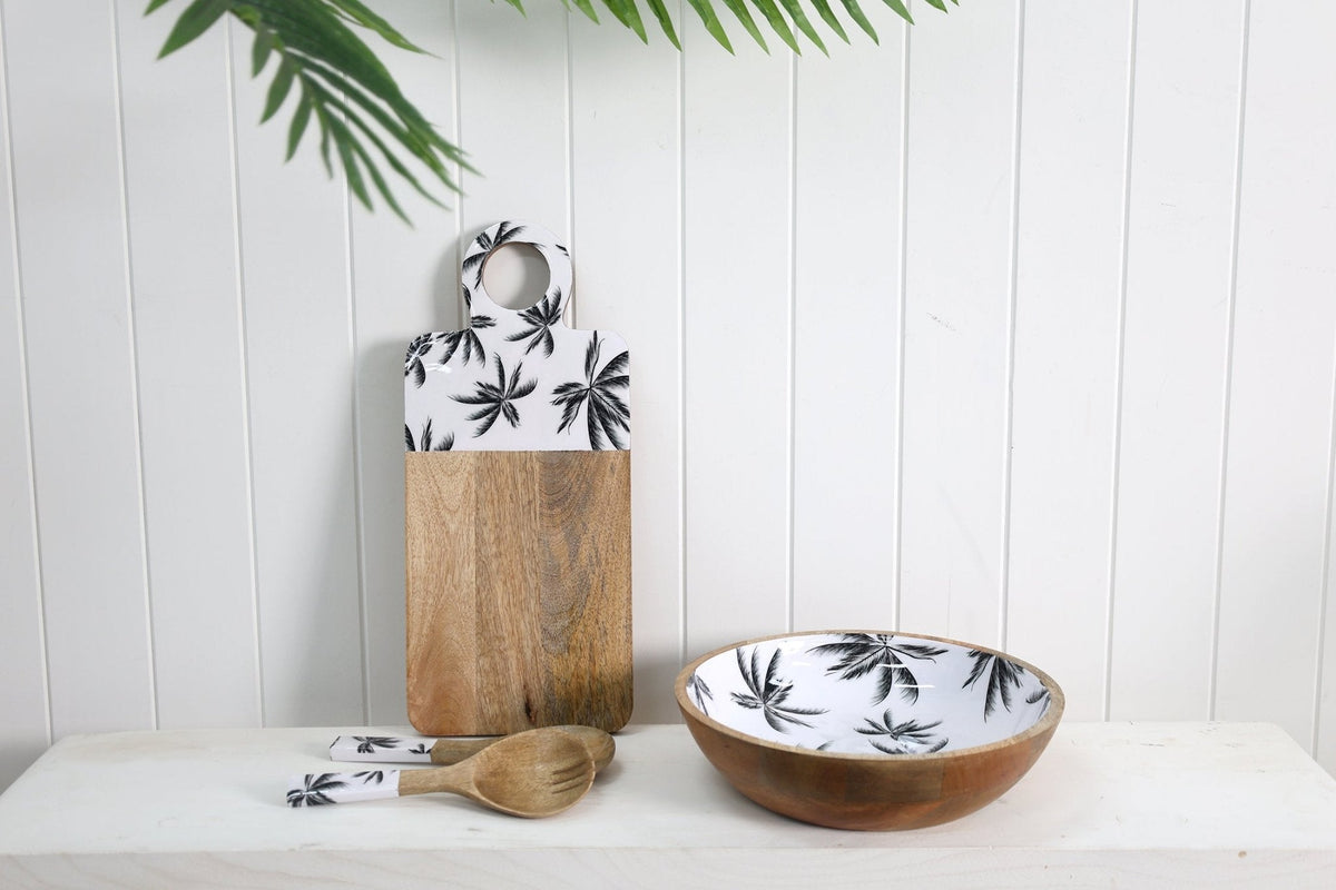 Havana 2pc Mango Salad Servers 24cm - Wood & Enamel - view 4
