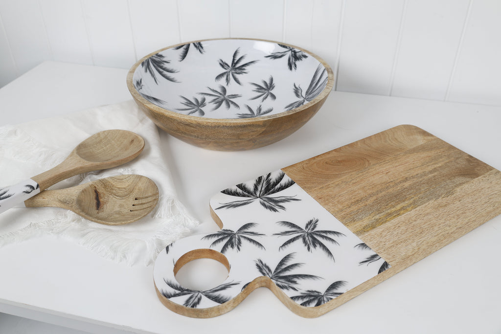 Havana 2pc Mango Salad Servers 24cm - Wood & Enamel - view 5