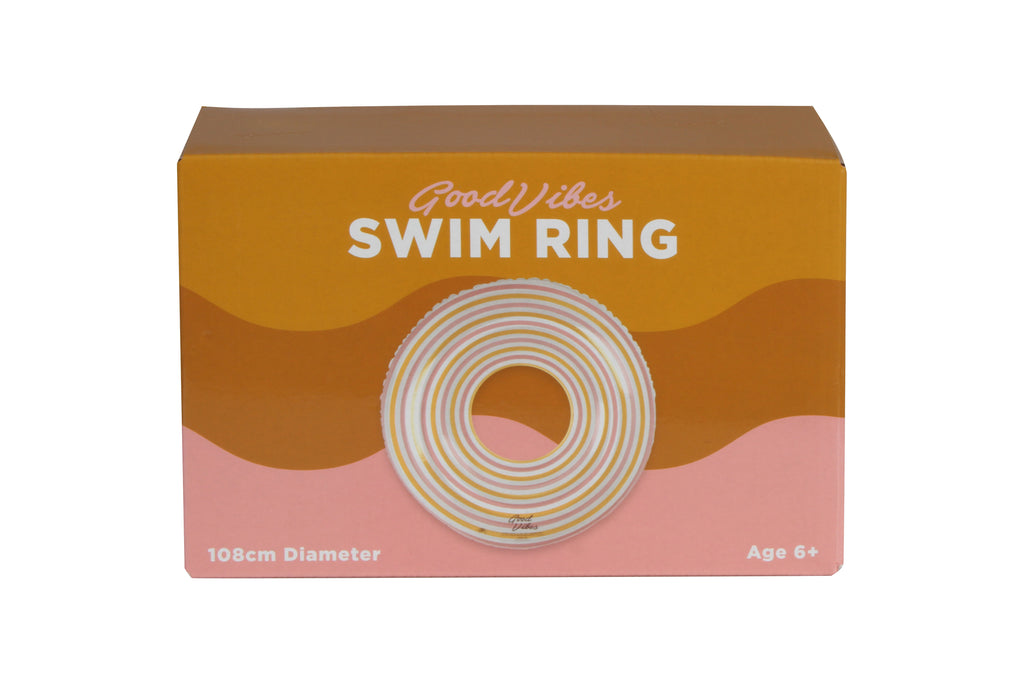 Stripe Inflatable Swim Ring Extra Large Heavy Duty PVC 108cm - view 5