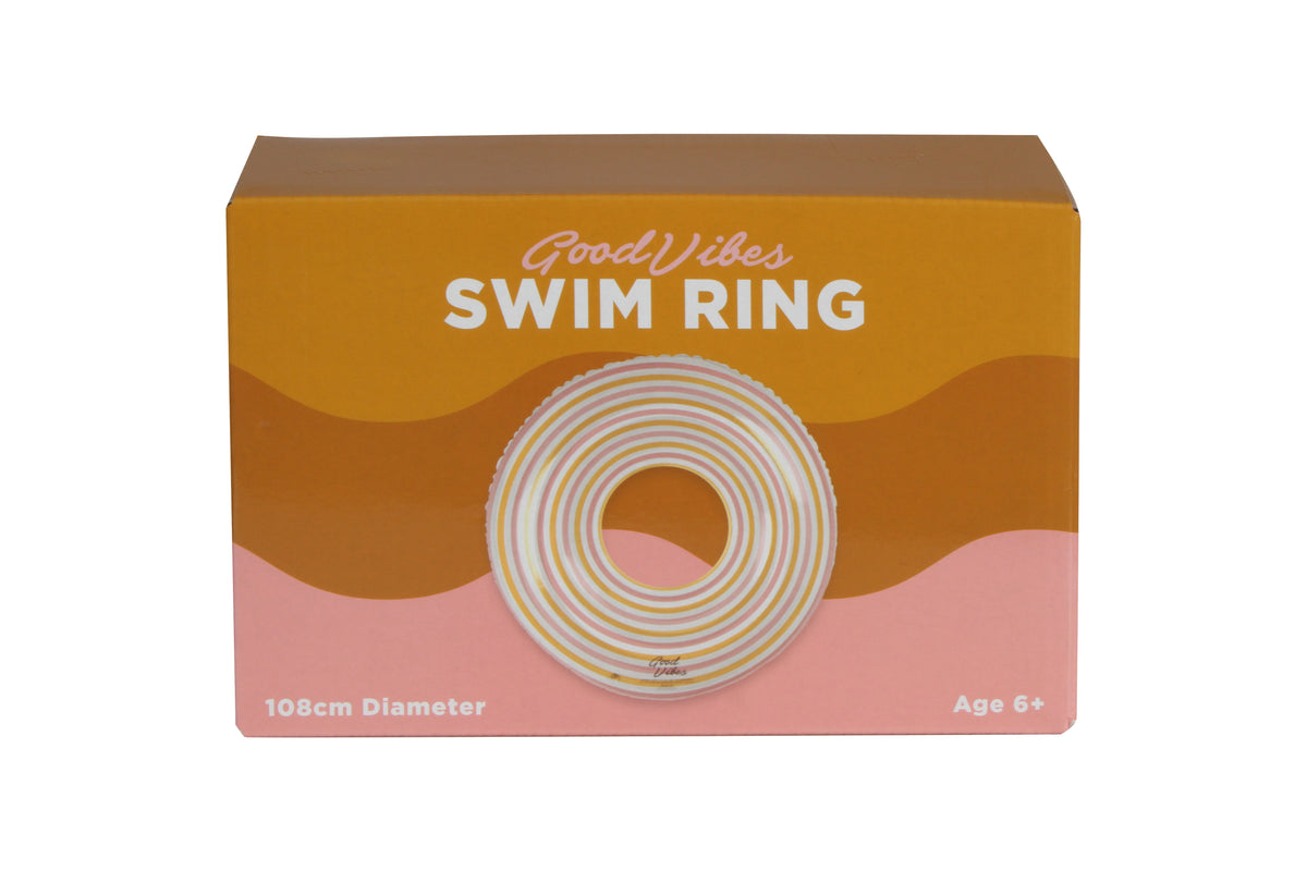 Stripe Inflatable Swim Ring Extra Large Heavy Duty PVC 108cm - view 5