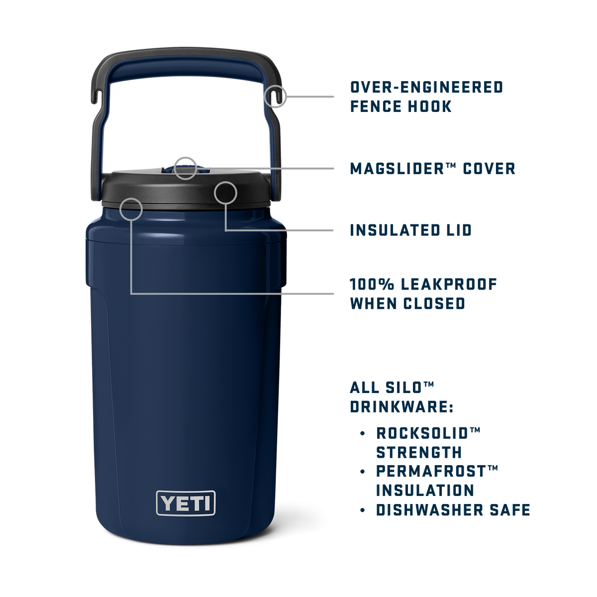 Silo Half Gallon (1.9 L) Jug with Straw Cap - Navy - straw