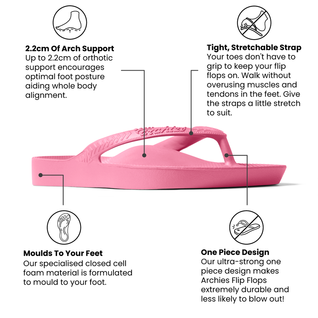 Archies Arch Support Thongs - Classic - Hot Pink
