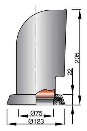 VETUS Cowl ventilator Ø 75 mm ID, type Jerry, Stainless Steel AISI 316, with red interior (incl. ring and nut) JER316R - view