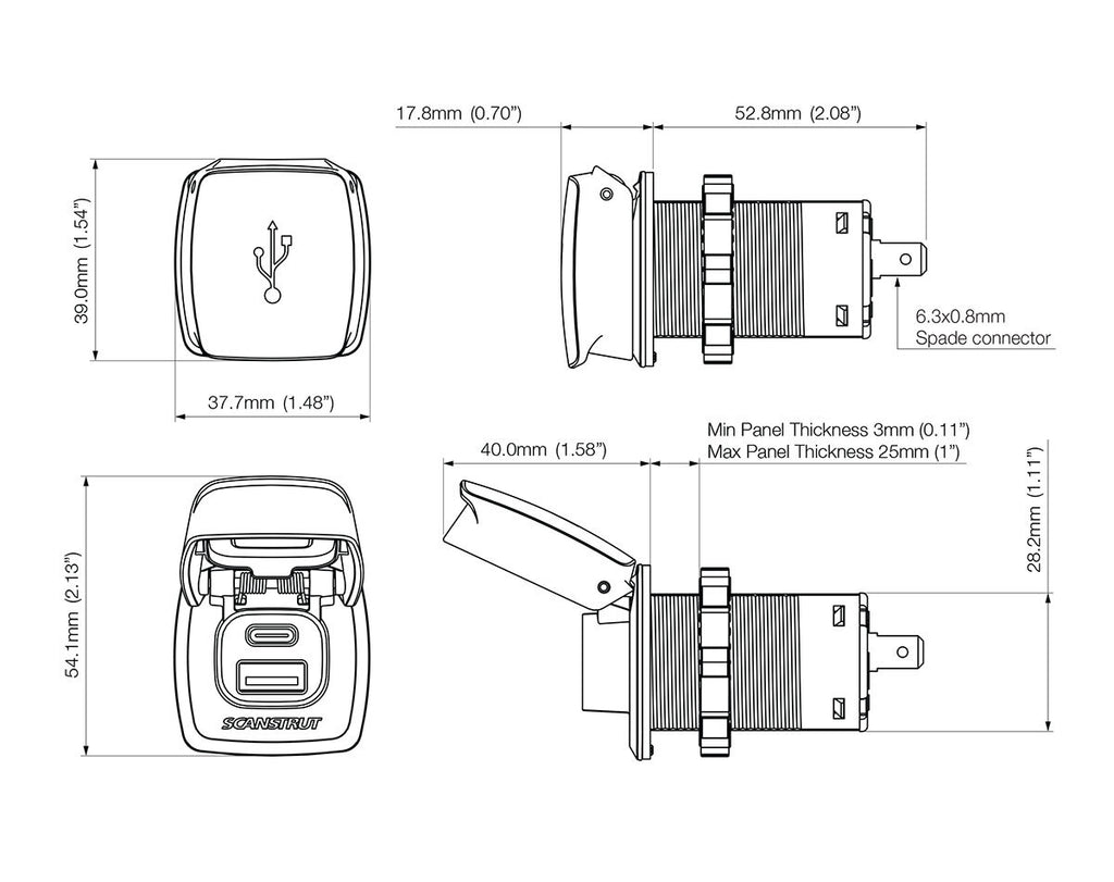 ScanStrut Flip Pro Dual USB Socket - view 2