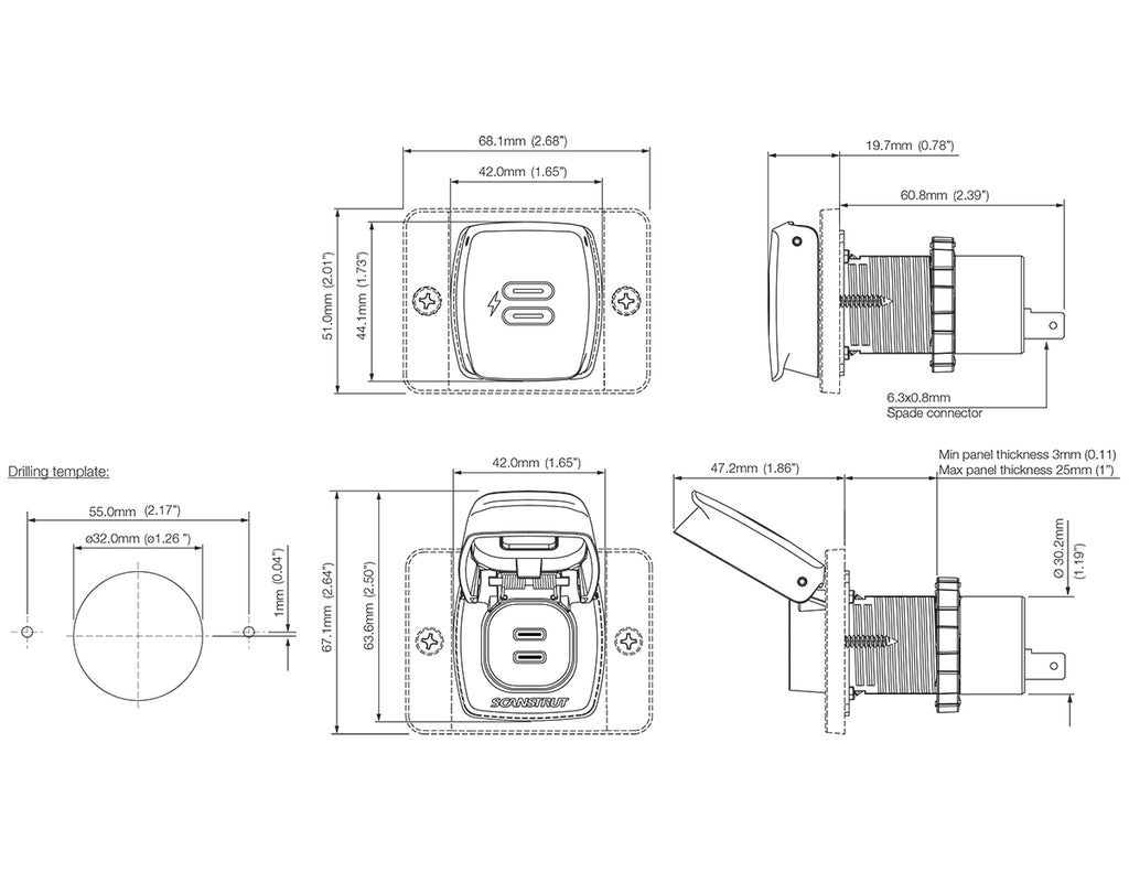 Scanstrut Flip Pro Max Dual USB-C Socket - view 2