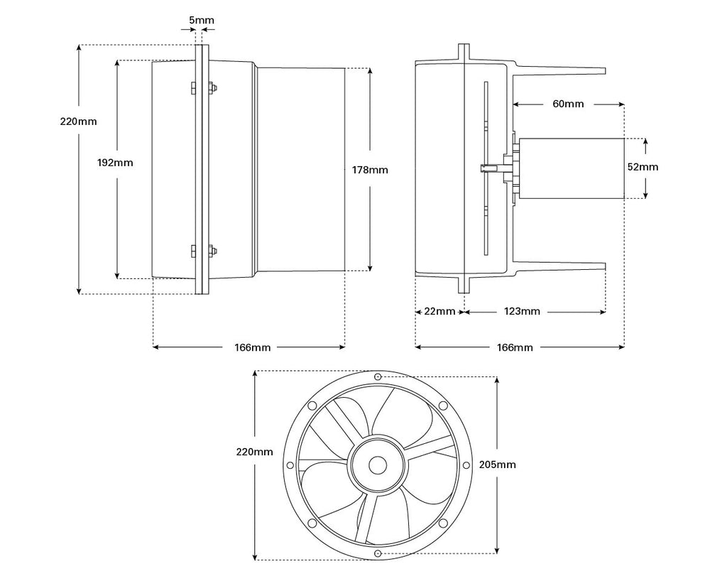 Inline Blower 12v 750 MCB Flange-Mnt - view 3