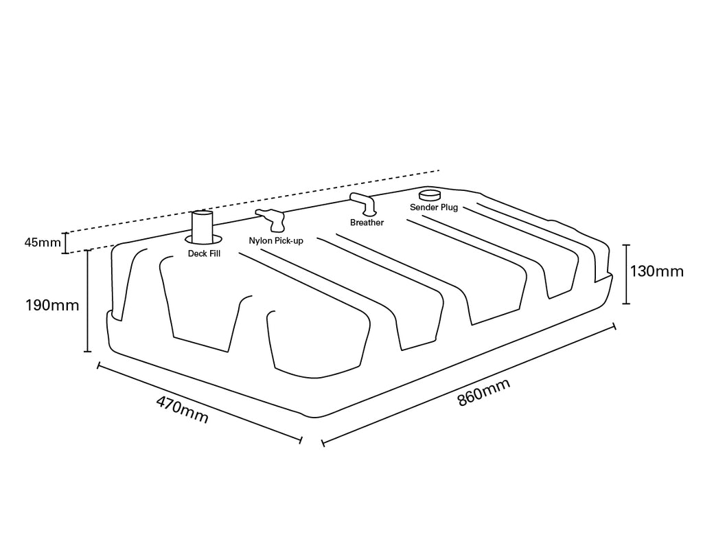 Fuel Tank 50ltr with 38mm Str. Deck Fill - view 2