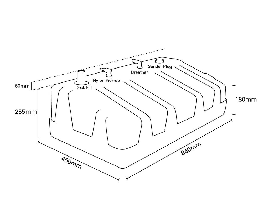 Fuel Tank 75ltr with 50mm Str. Deck Fill - view 2
