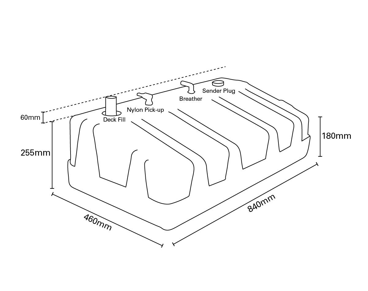 Fuel Tank 75ltr with 50mm Str. Deck Fill - view 2