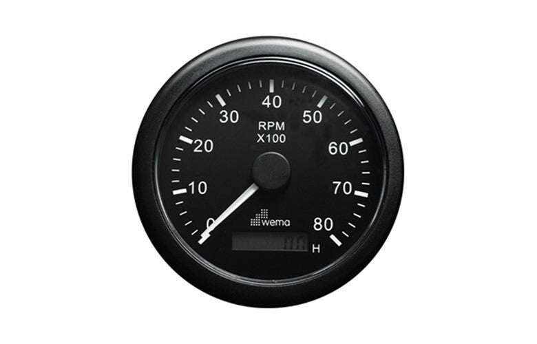 Gauge Tachourmeter Black 0-8000 rpm