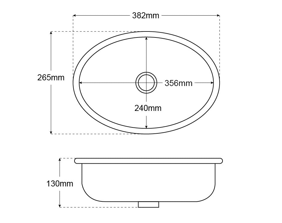 Sink S/S Oval 356x240x130mm - view 2