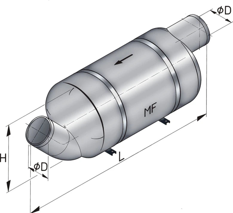 VETUS Exhaust muffler type MF150, for Ø 150 mm hose  MF150 - view 2