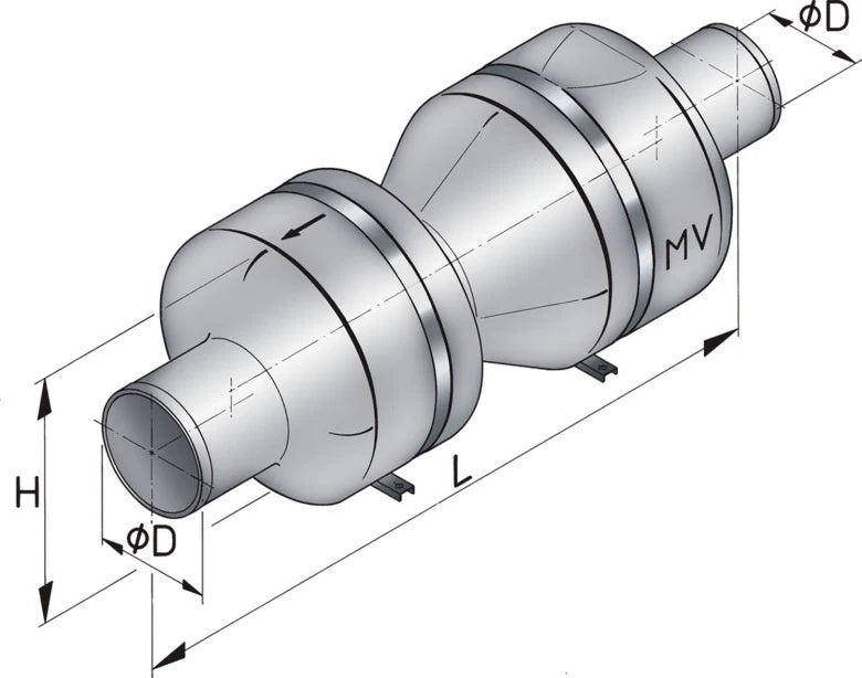 VETUS Exhaust muffler type MV125, for Ø 125 mm hose  MV125 - view 2