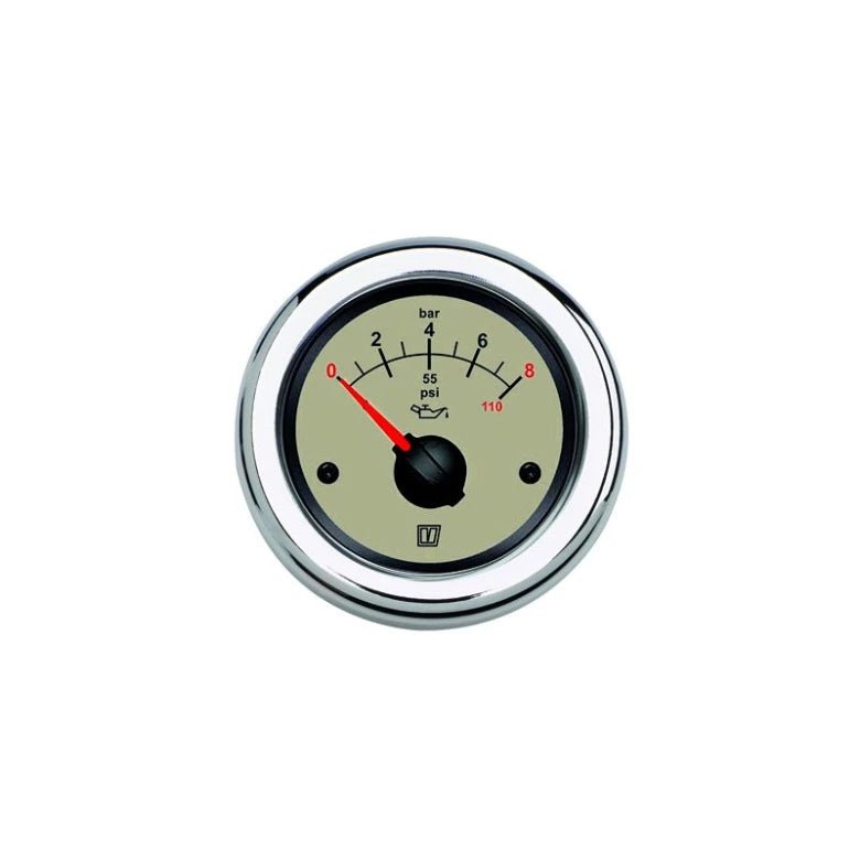 VETUS Oil pressure gauge cream, 12 / 24 V, (0-8 kg/cm2), cut-out size Ø 52 mm (excl. sensor)  OILN