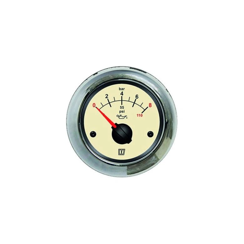 VETUS Oil pressure gauge cream, 12 / 24 V, (0-8 kg/cm2), cut-out size Ø 52 mm (excl. sensor)  OILN - view 2