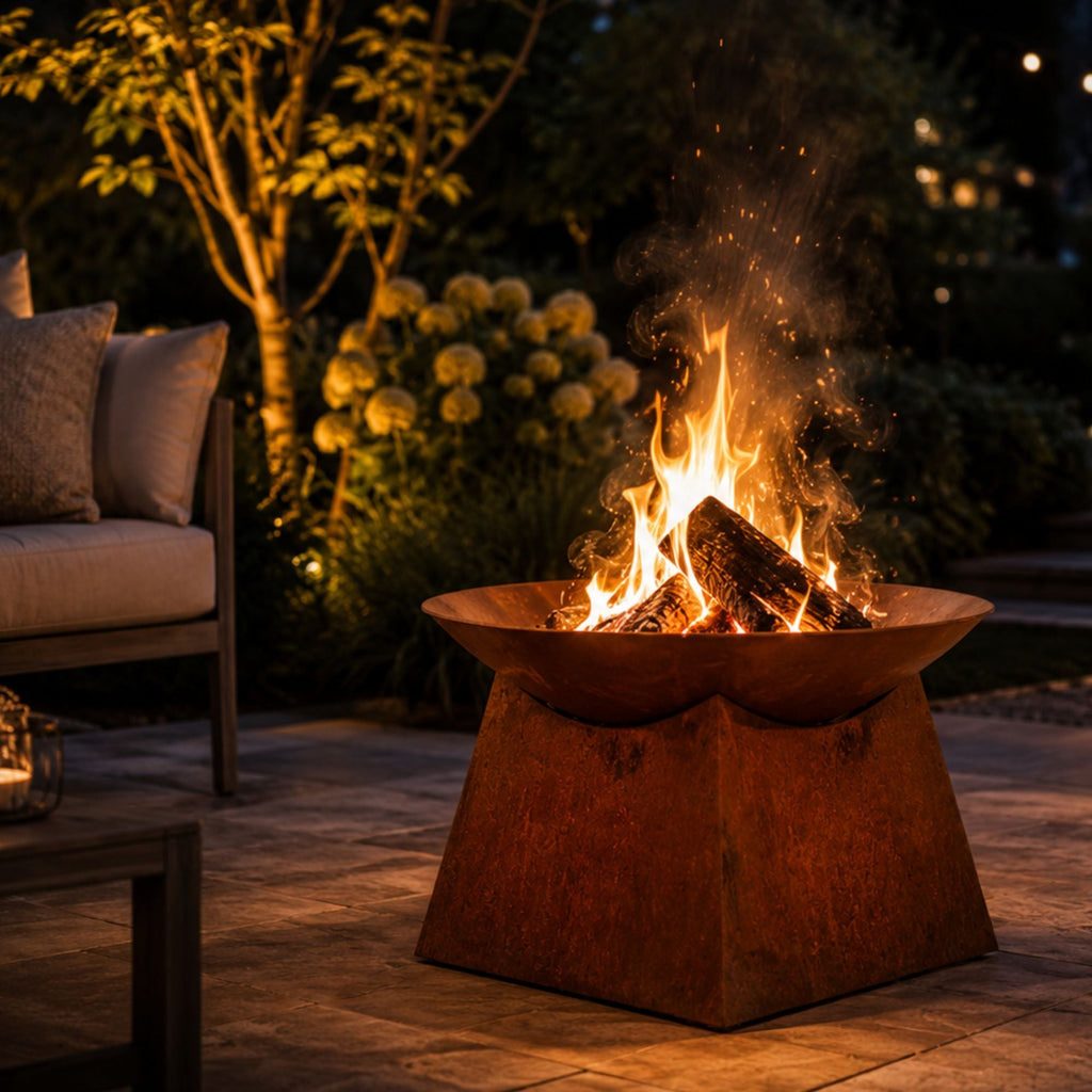 Ignite 56cm Rust Look Firepit/Planter with Square Base, Heavy-duty - view 2