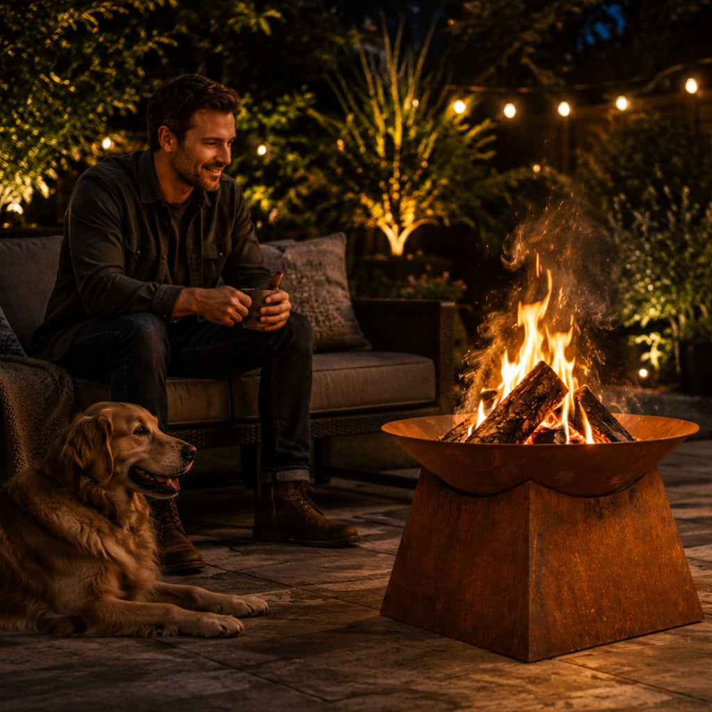 Ignite 56cm Rust Look Firepit/Planter with Square Base, Heavy-duty - view 4
