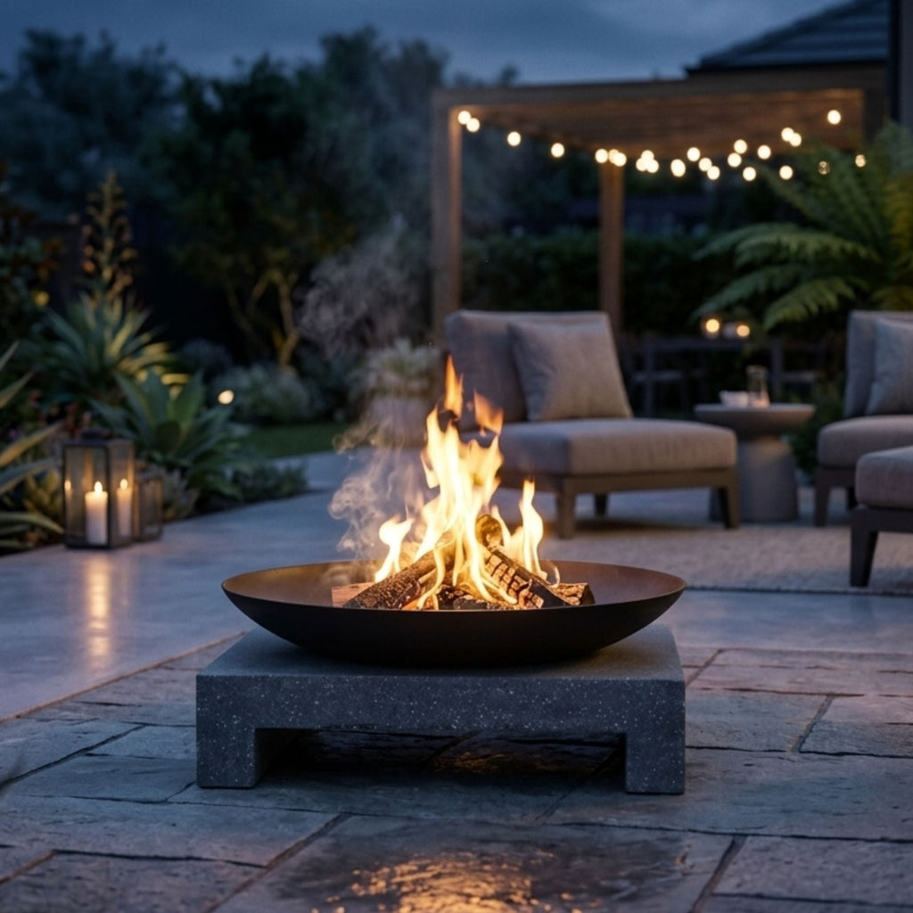 Ignite Heavy-duty Granito Square Stone Base Fire Pit/Planter with 59cm Bowl - view 2