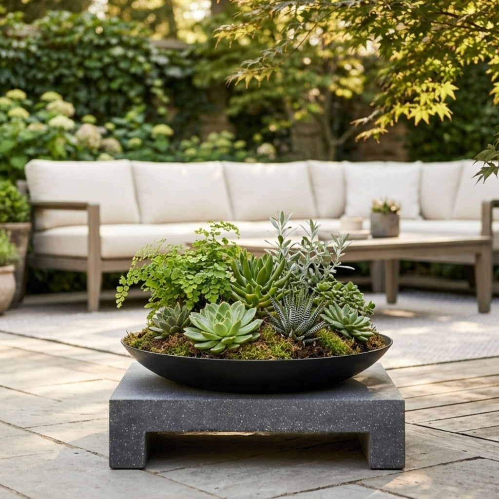 Ignite Heavy-duty Granito Square Stone Base Fire Pit/Planter with 59cm Bowl - view 3