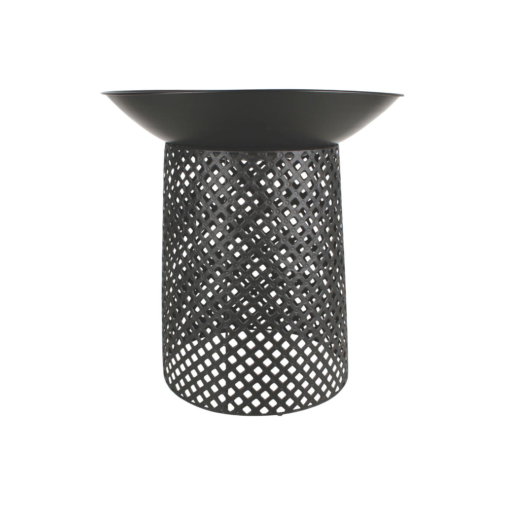 Ignite 56cm Black Steel Round Firepit Planter with Mesh Stand