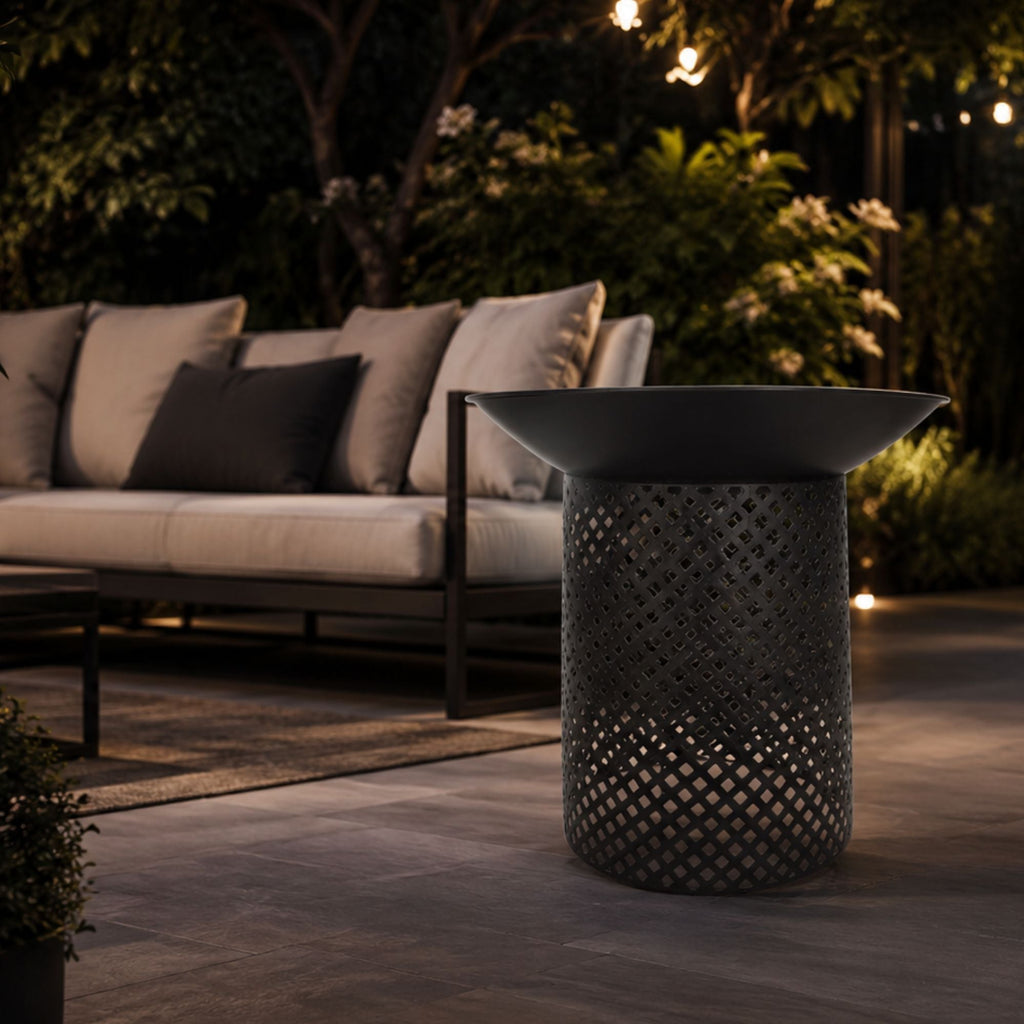 Ignite 56cm Black Steel Round Firepit Planter with Mesh Stand - view 4