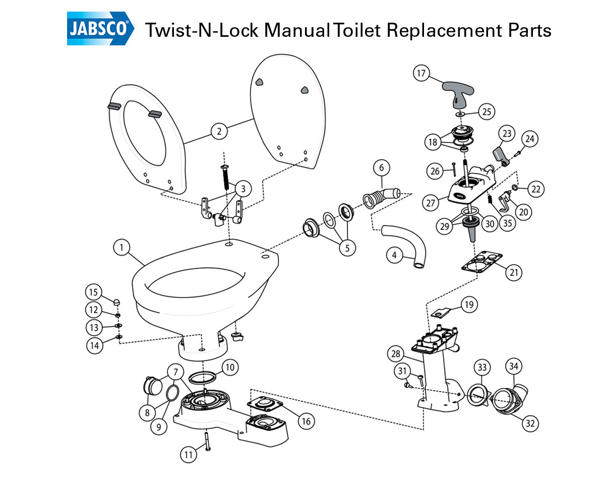 29045-3000 Jabsco Twist-N-Lock Manual Toilets (2007+) Service Kit - view 2