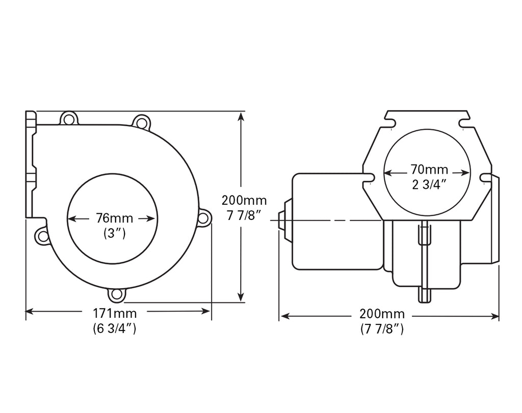 Blower -Flange 75mm 24v - view 2