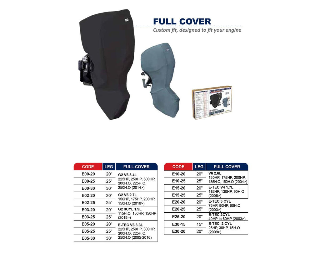OceanSouth Evinrude Full Cover E-Tec V4 1.7L (115hp-130hp) 20 Leg - view 3