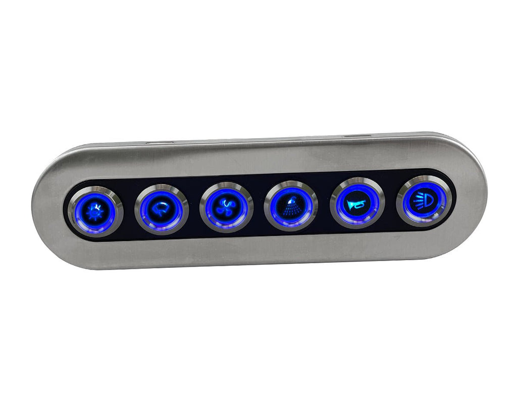 Switch Panel S/S Wproof On/Off Bl-LED 6-Btn - view 5