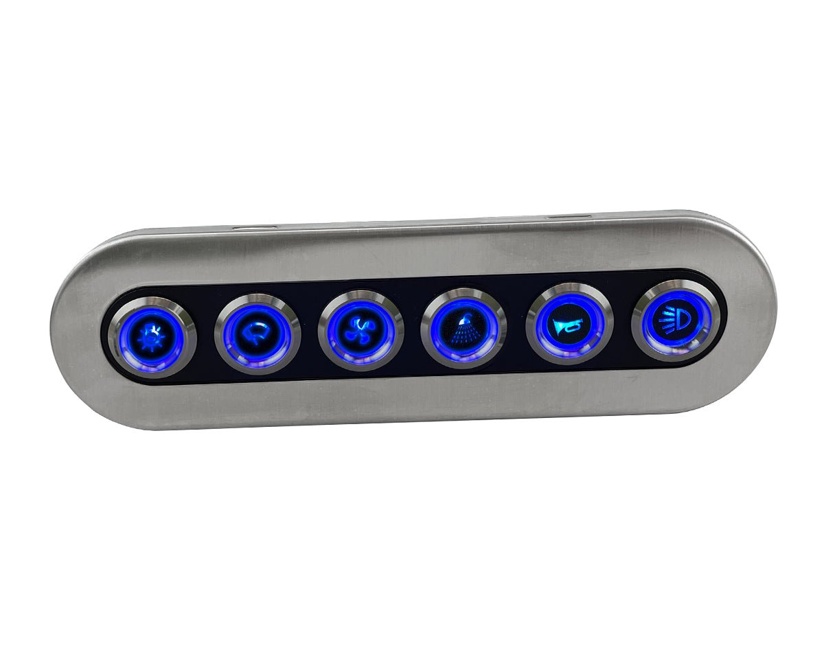 Switch Panel S/S Wproof On/Off Bl-LED 6-Btn - view 5
